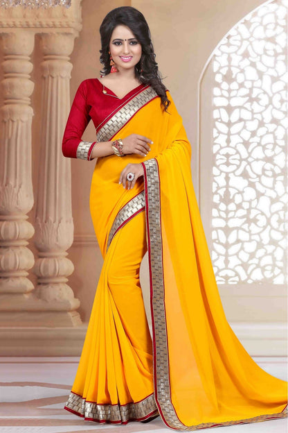 Mustard Colour Georgette Saree