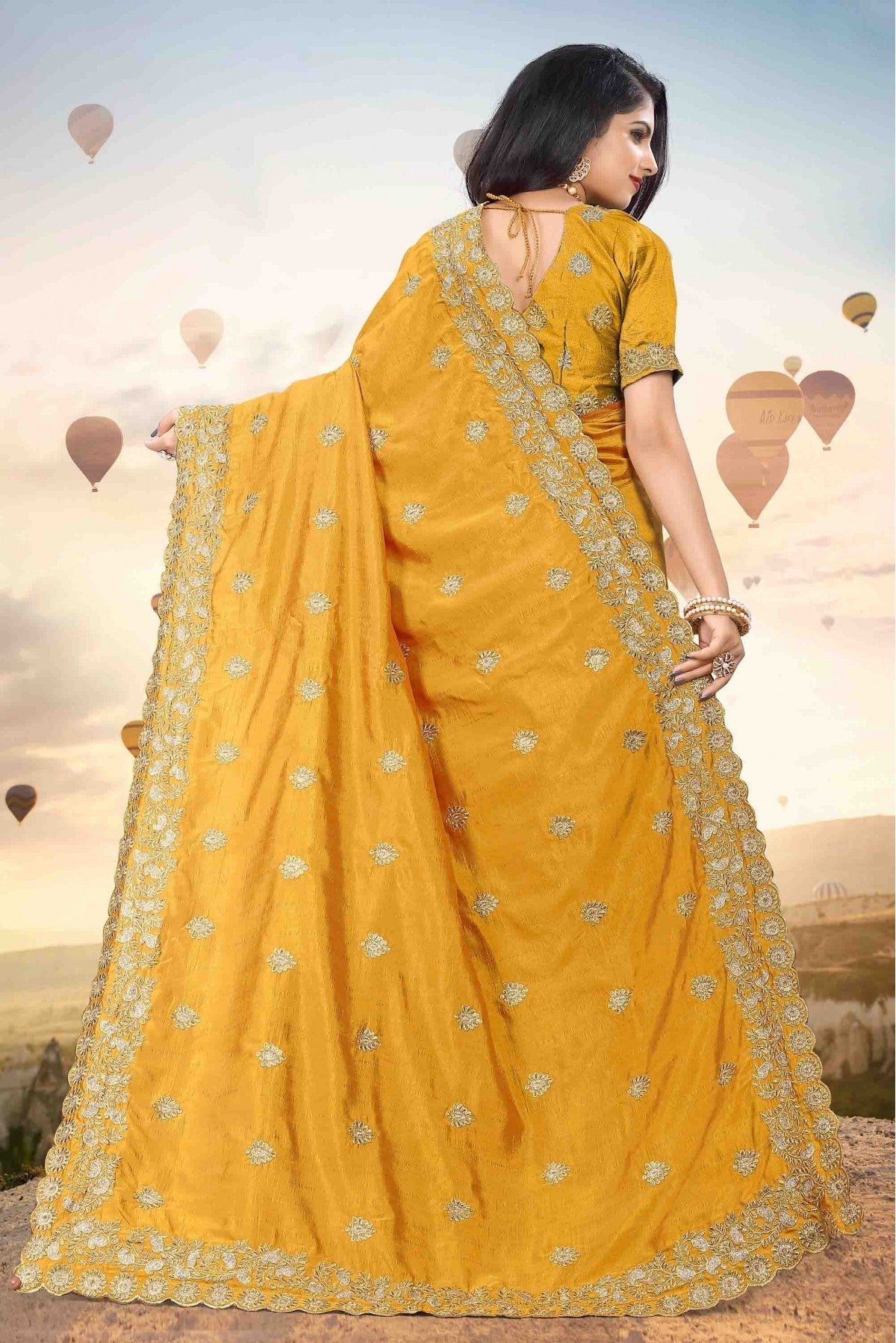 Mustard Colour Mayo Silk Designer Saree