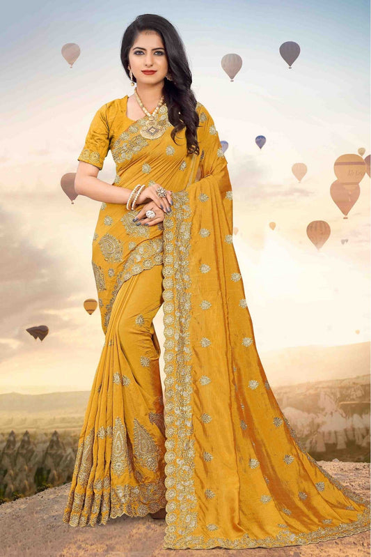 Mustard Colour Mayo Silk Designer Saree