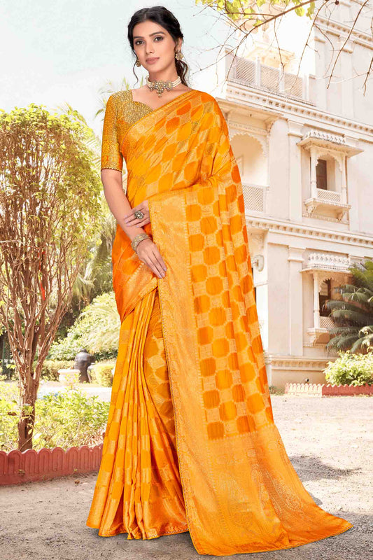 Mustard Colour Soft Silk Designer Saree