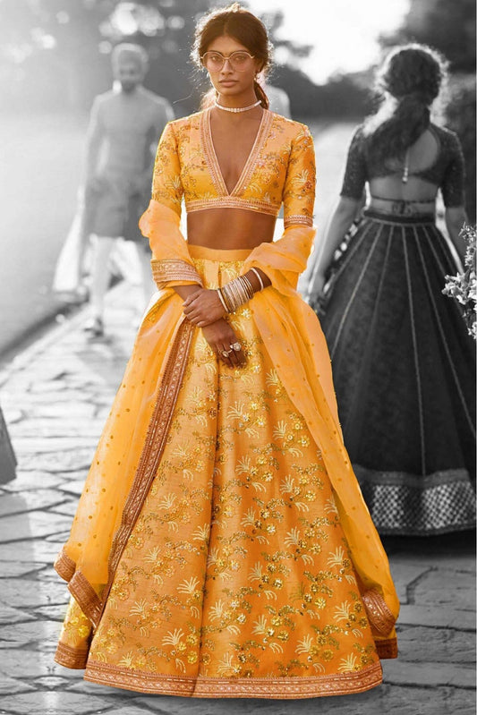 Mustard Colour Thai Silk Lehenga Choli