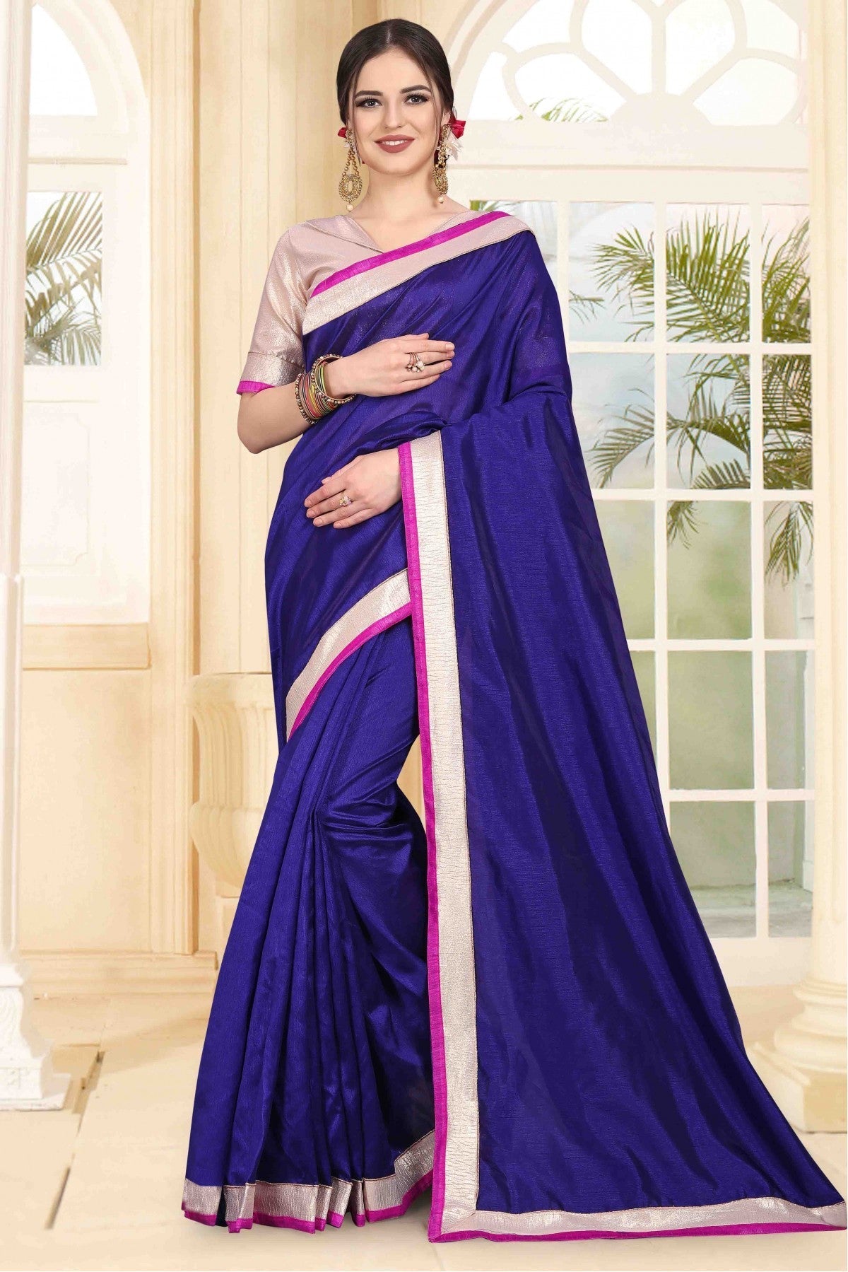 Navy Blue Colour Art Silk Saree