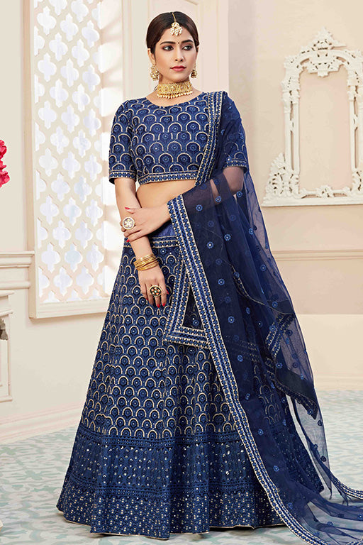 Navy Blue Colour Net Designer Lehenga Choli