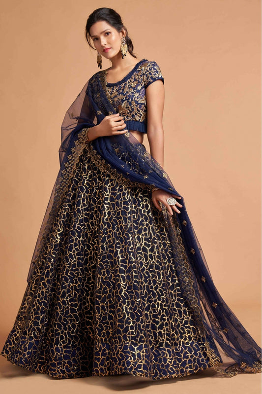 Navy Blue Colour Net Lehenga Choli