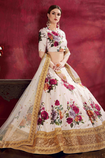 Off White Banglori Silk Designer Lehenga Choli