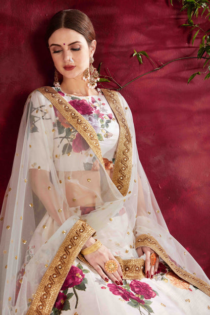 Off White Banglori Silk Designer Lehenga Choli