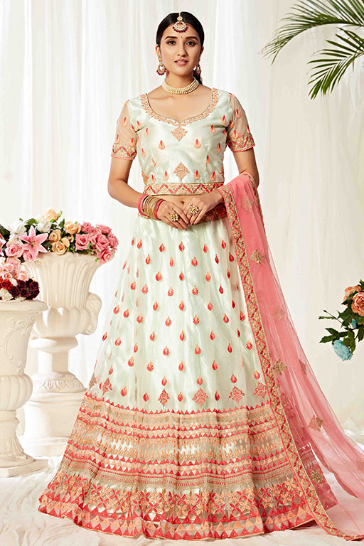 Off White Colour Net Designer Lehenga Choli