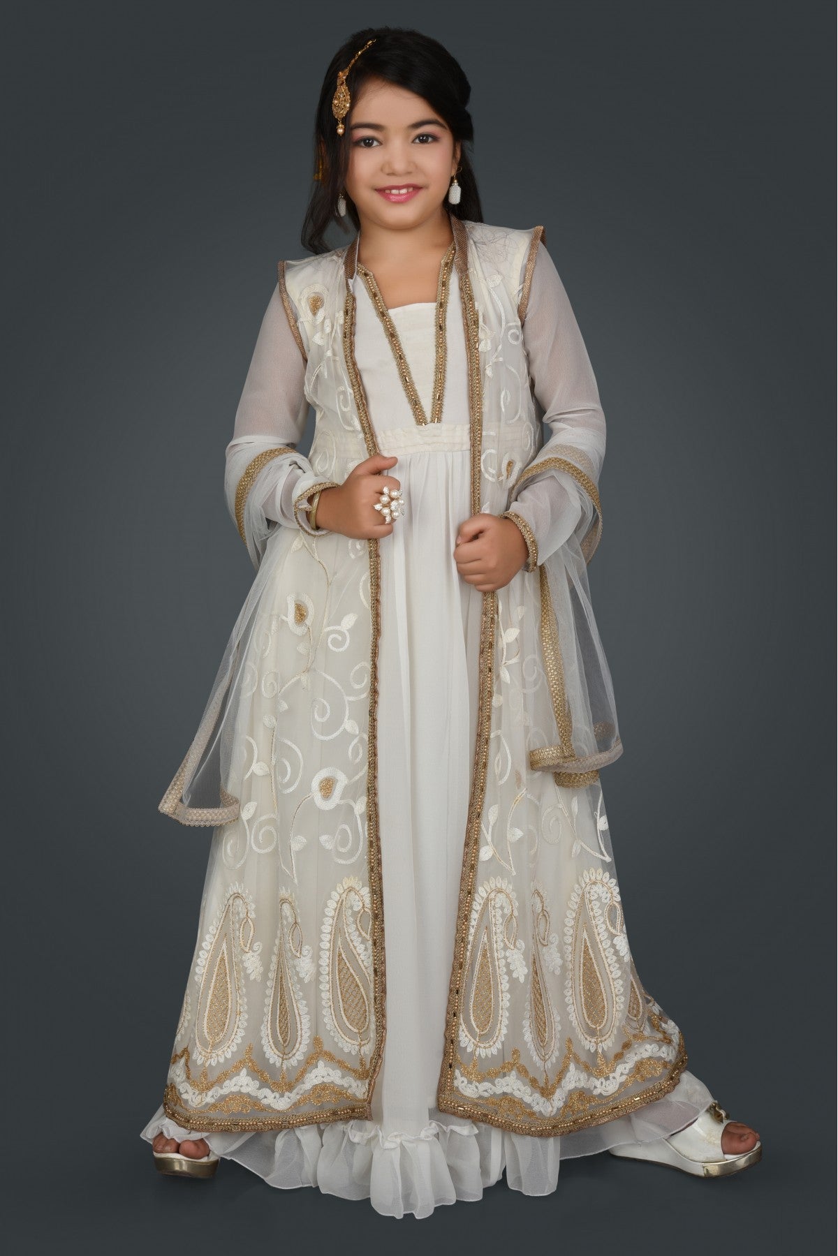 Off White Colour Net Embroidery Anarkali Suit VSGW1070037