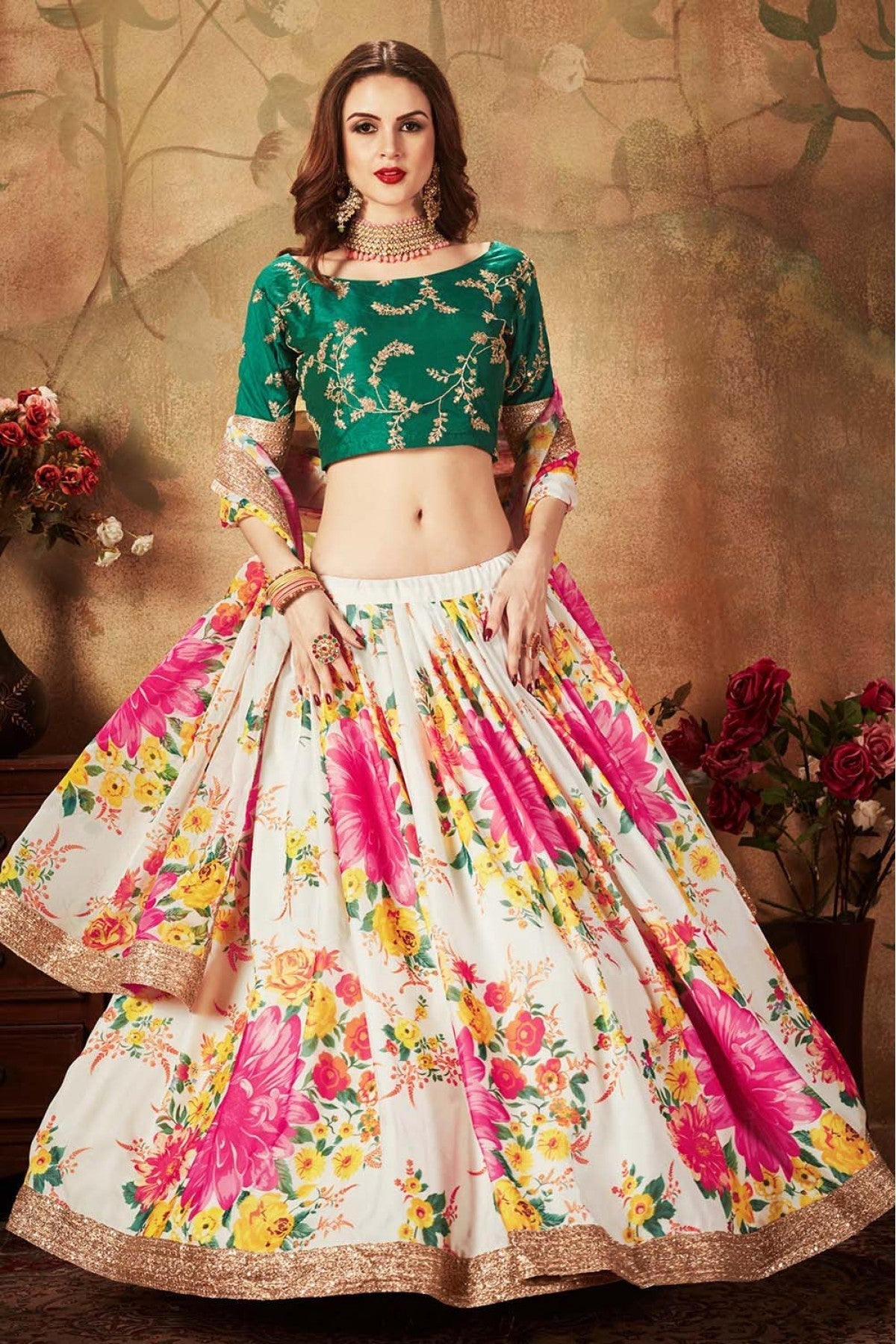 Off White Colour Organza Lehenga Choli