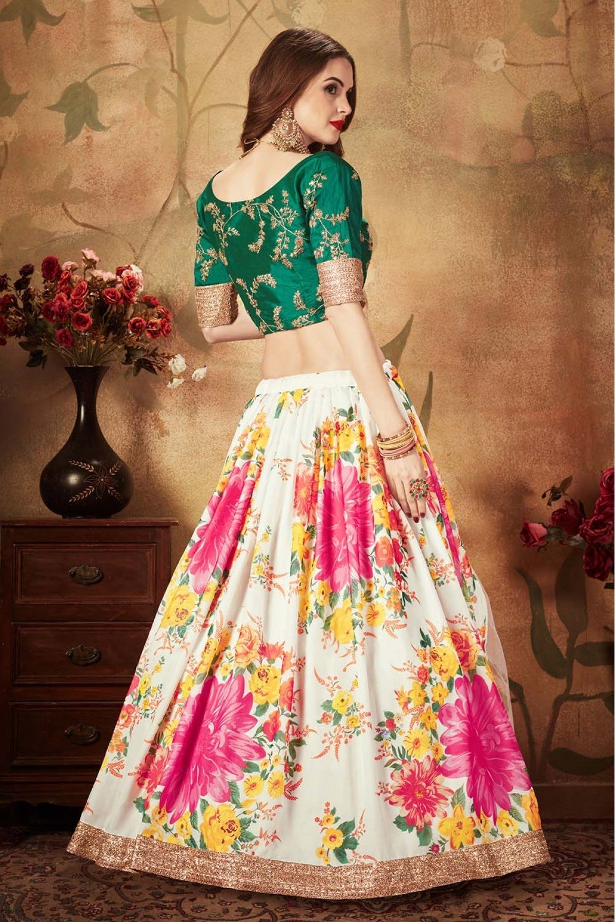 Off White Colour Organza Lehenga Choli