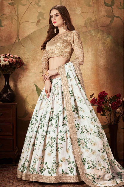 Off White Colour Organza Lehenga Choli