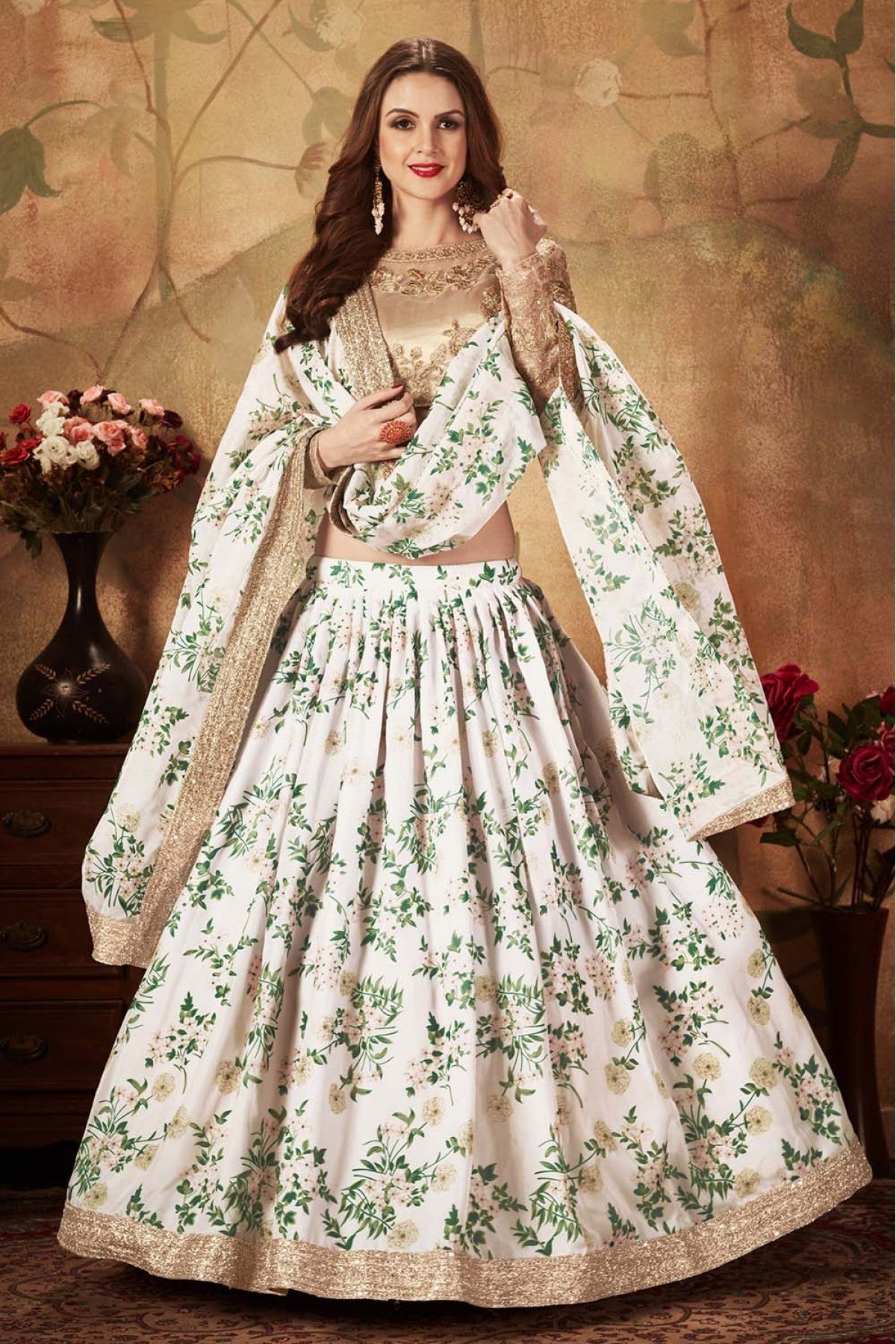 Off White Colour Organza Lehenga Choli