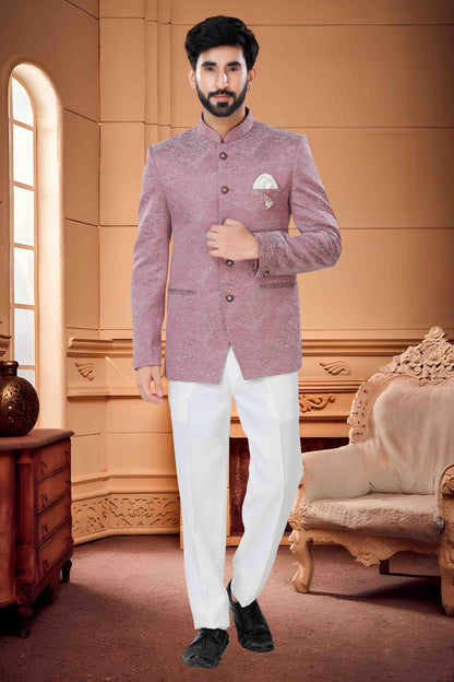 Onion Pink Colour Jodhpuri In Jacquard Fabric VSJP1130147