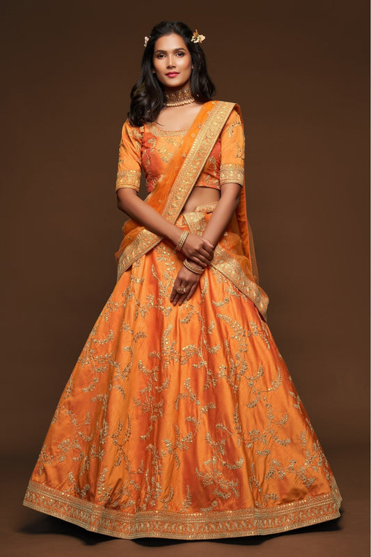 Orange Colour Art Silk Lehenga Choli