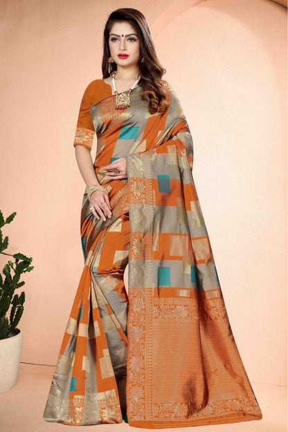 Orange Colour Banarasi Art Silk Traditional Saree