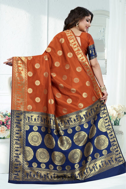 Orange Colour Banarasi Art Silk Woven Saree