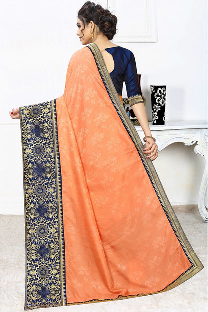 Orange Colour Jacquard Silk Designer Saree