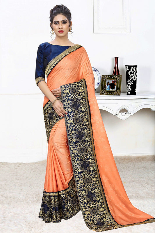 Orange Colour Jacquard Silk Designer Saree