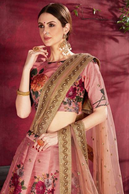 Peach Banglori Silk Designer Lehenga Choli