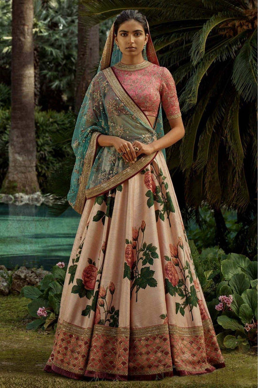 Peach Colour Art Silk and Banglori Silk Lehenga Choli