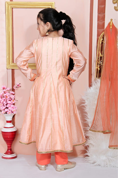 Peach Colour Chanderi Silk Embroidery Anarkali Suit VSGW1070033