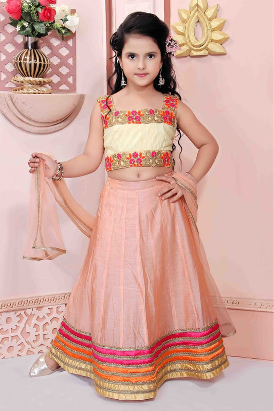 Peach Colour Chanderi Silk Party Wear Lehenga Choli