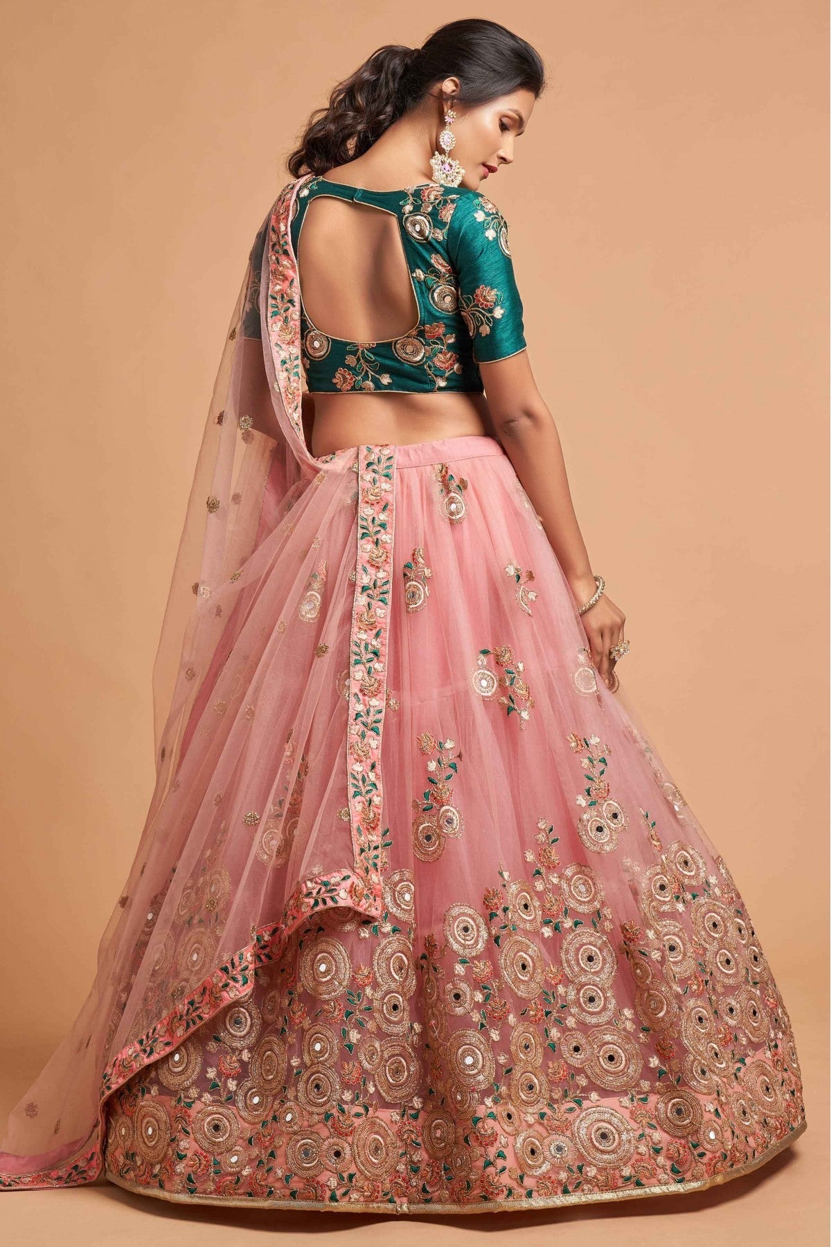 Peach Colour Net Lehenga Choli