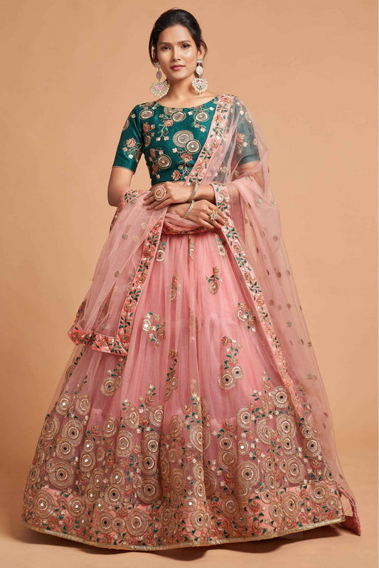 Peach Colour Net Lehenga Choli