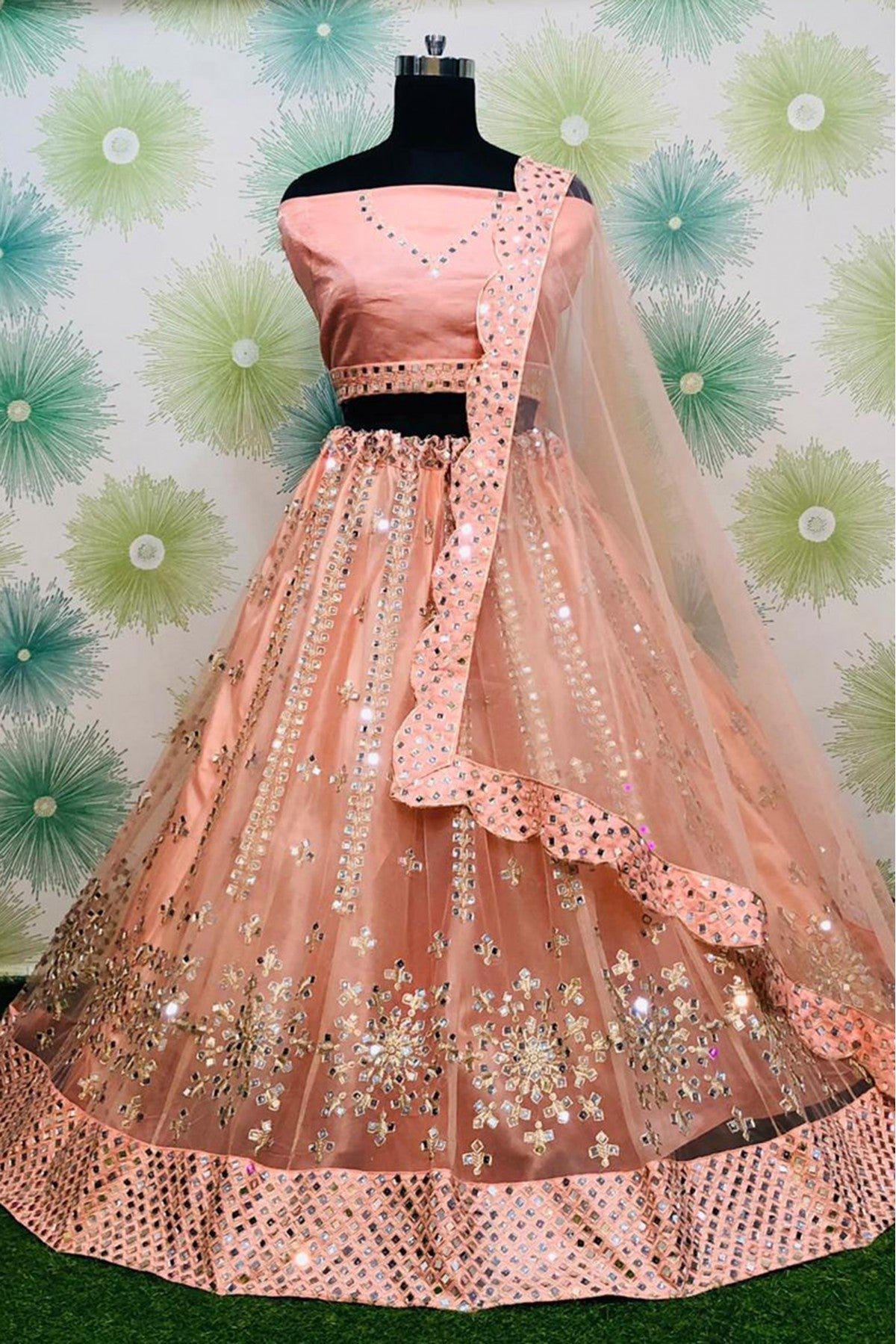 Peach Colour Net Lehenga Choli