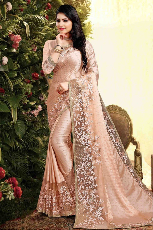 Peach Colour Rangoli Silk Designer Saree