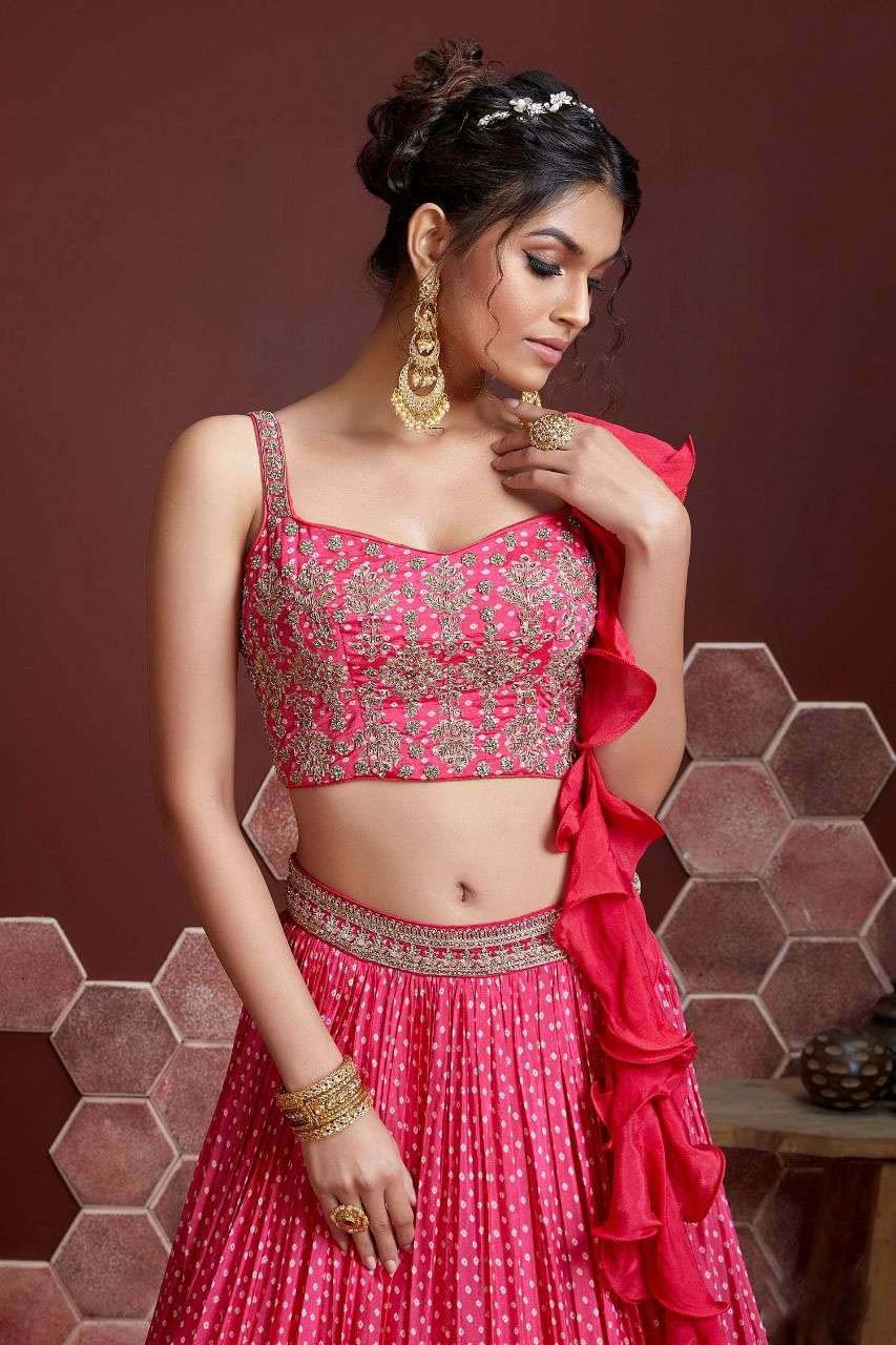 Pink Chinnon Silk Designer Lehenga Choli