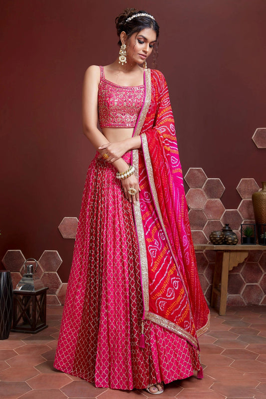 Pink Chinnon Silk Designer Lehenga Choli