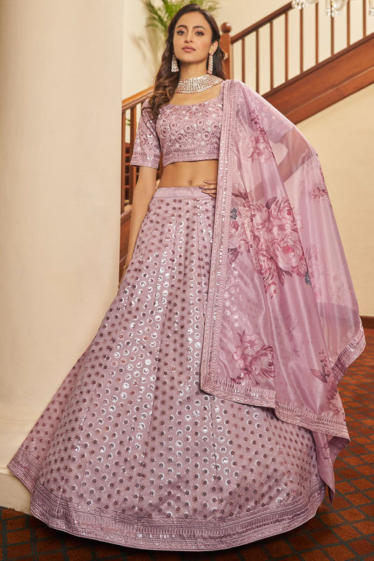 Pink Colour Art Silk Embroidery Lehenga Choli