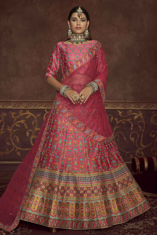 Pink Colour Art Silk Embroidery Lehenga Choli