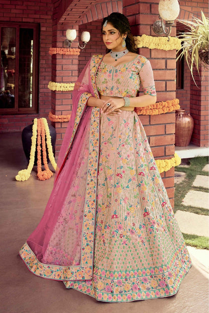 Pink Colour Art Silk Resham Work Lehenga Choli