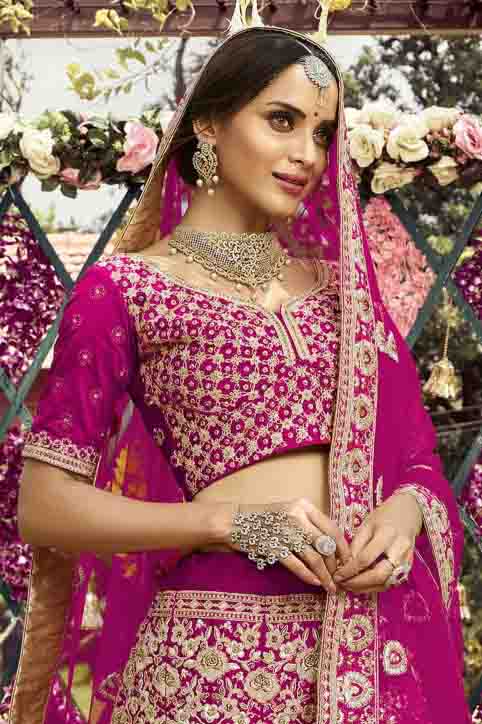 Pink Colour Art Silk Resham Work Lehenga Choli