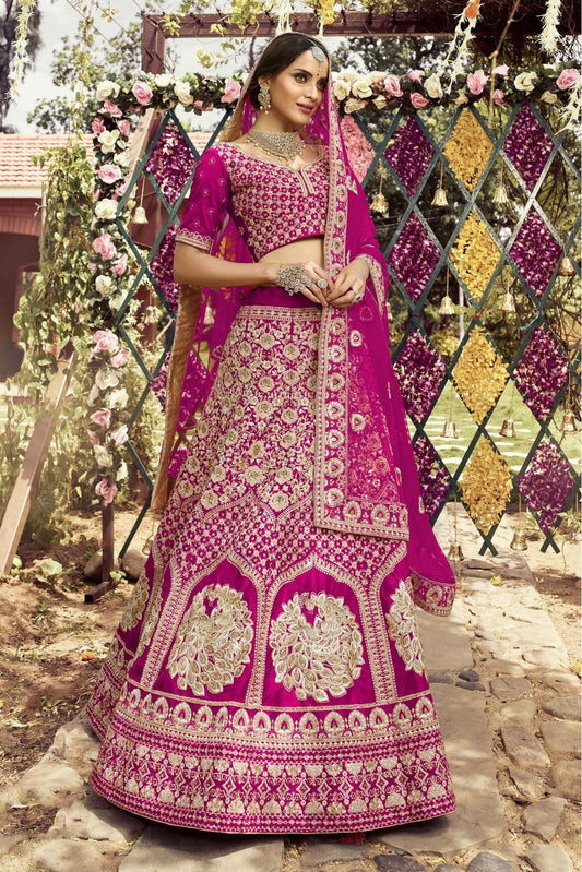 Pink Colour Art Silk Resham Work Lehenga Choli