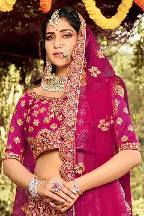 Pink Colour Art Silk Resham Work Lehenga Choli