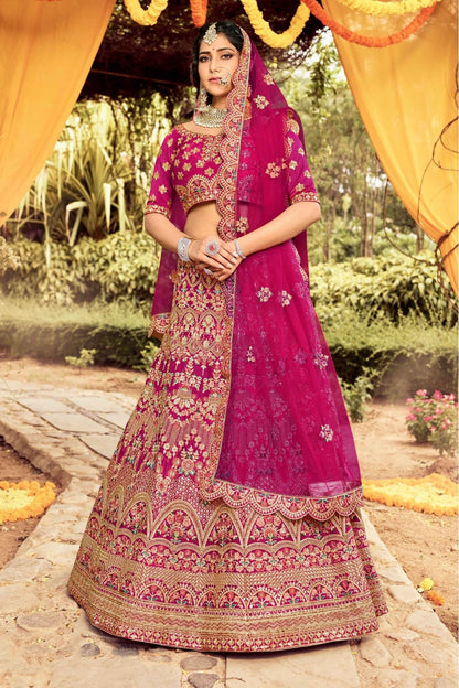 Pink Colour Art Silk Resham Work Lehenga Choli