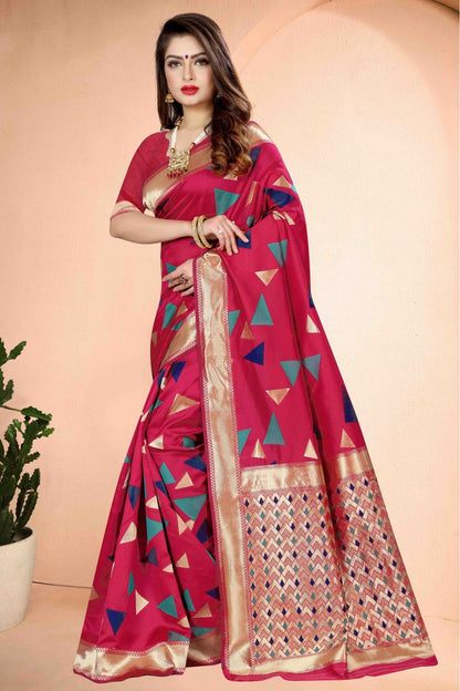 Pink Colour Banarasi Art Silk Traditional Saree