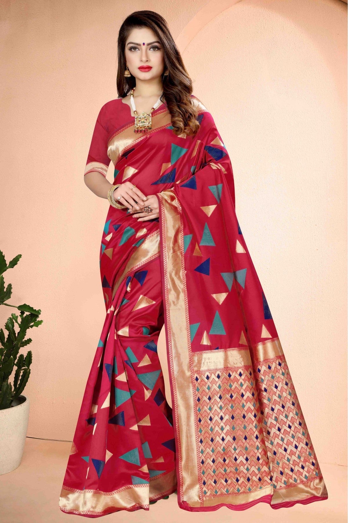 Pink Colour Banarasi Art Silk Traditional Saree