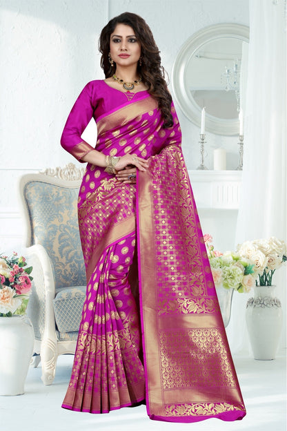 Pink Colour Banarasi Art Silk Woven Saree