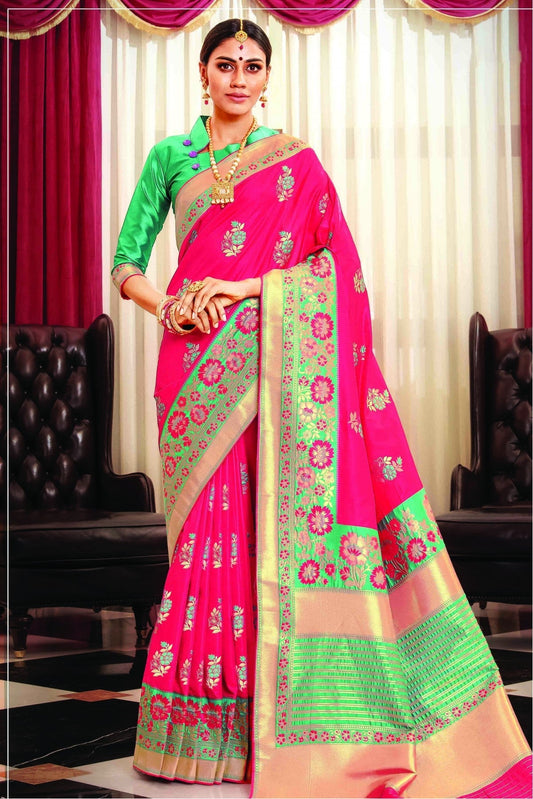 Pink Colour Banarasi Silk Traditional Saree