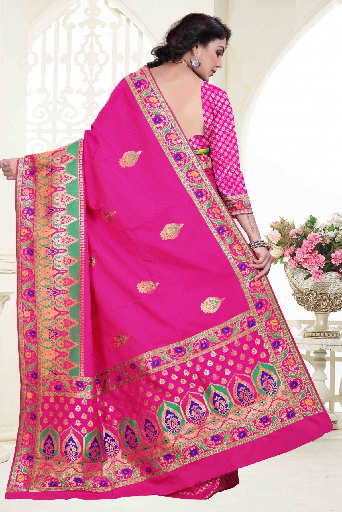 Pink Colour Banarasi Silk Traditional Saree