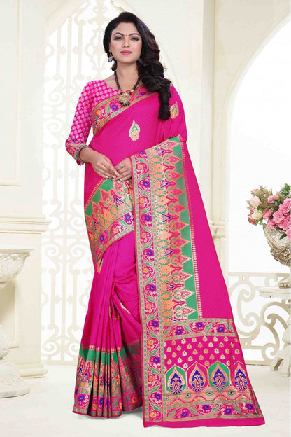 Pink Colour Banarasi Silk Traditional Saree