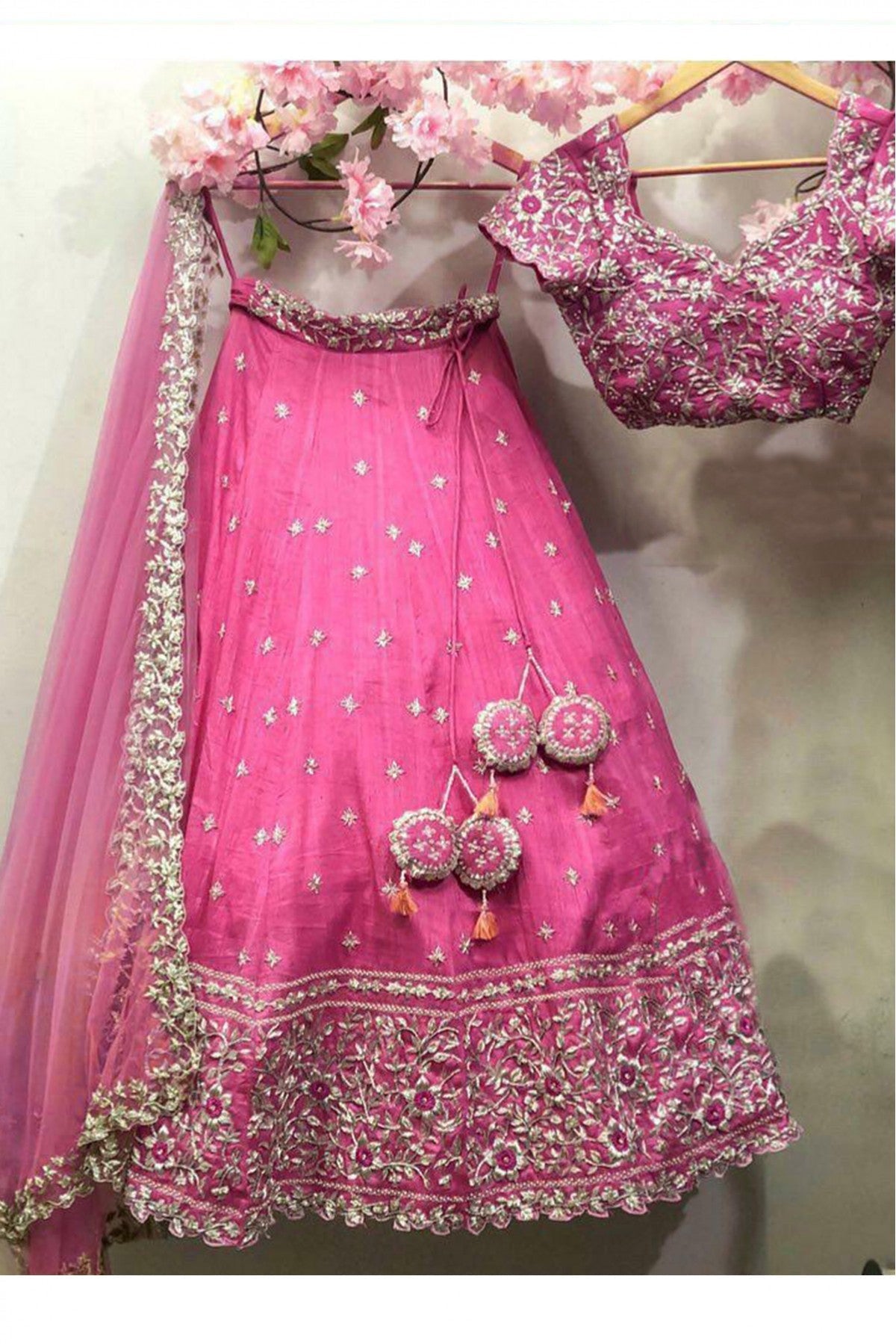 Pink Colour Bangalori Satin and Silk Lehenga Choli