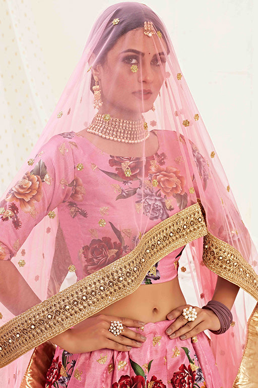 Pink Colour Banglori Satin Designer Lehenga Choli