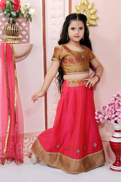 Pink Colour Chanderi Silk Embroidery Lehenga Choli VSGW1070027