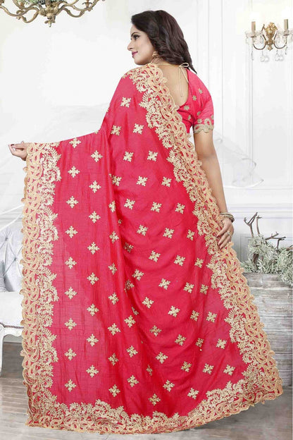 Pink Colour Cherry Silk Designer Saree