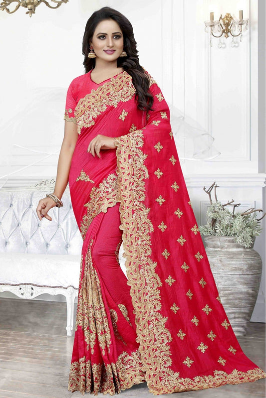 Pink Colour Cherry Silk Designer Saree